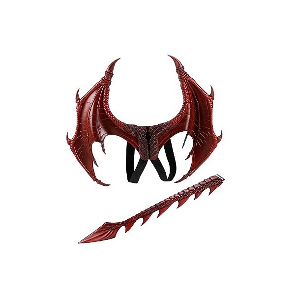 LOVIVER Costume de dragon pour enfants Accessoires de cosplay Jeu imaginatif Ensemble dailes de queue de dinosaure Halloween