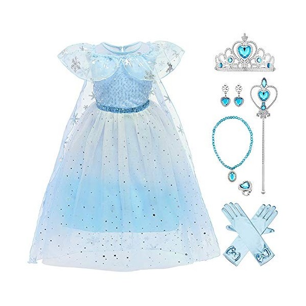 Odizli Anna et Elsa Robe pour enfant fille Reine des neiges Princesse Costume Halloween Noël Carnaval Anniversaire Fête Cospl