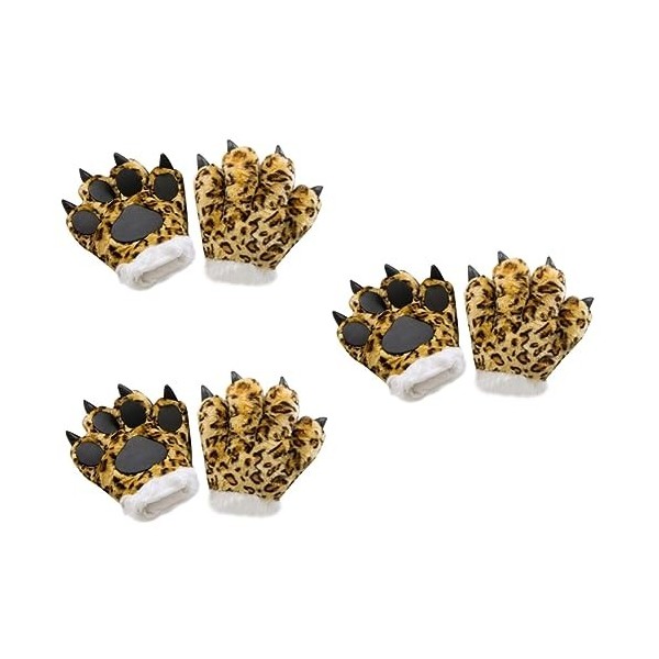 Toyvian 3 Pcs Animaux Gant Cheveux Créatif Mitaine Tigre Moelleux Bande Enfants Paume Dames Accessoires En Peluche Dessin Ani