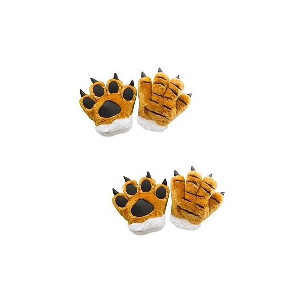 Toyvian 3 Pcs Animaux Gant Cheveux Créatif Mitaine Tigre Moelleux Bande Enfants Paume Dames Accessoires En Peluche Dessin Ani