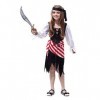 KIRALOVE Costume de pirate - pirate - petite fille - déguisements pour enfants - halloween - carnaval - accessoires - taille 