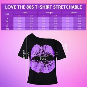 Deguisement Annee 80 Accessoire Femme Fluo Déguisement Année 80s Disco Fête Tutu T-shirt Sac Banane, Lunette, Bandeau, Collie