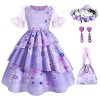 Disnnie Robe Deguisement de Princesse Mirabel Isabella pour Enfant Fille avec Accessoires Halloween Anniversaire Fete Costume