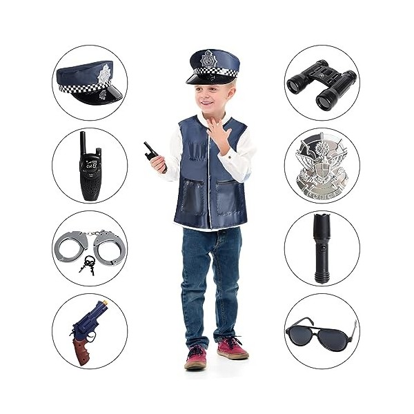 Costume De Police Pour Enfants, Jeu De Simulation De Police, Jeu De Rôle De Jde Police Pour Fête Déguisée DHalloween, Costum