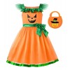 ReliBeauty Costume Halloween Citrouille Orange Fille Tutu Princesse Robe Fille Déguisement Halloween Fête Accessoire Sac 6-7a