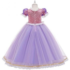 IWEMEK Enfants Déguisements Filles Raiponce Robe de Princesse Longue en tulle + Accessoires Ensemble Conte De Fées Cosplay Ha