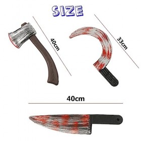 YouYuer 3PCS Hallowee Faux Couteau avec Sang,Machette Sanglante,Hache Sanglante,Couteau Sanglant dhalloween Couteau Sanglant