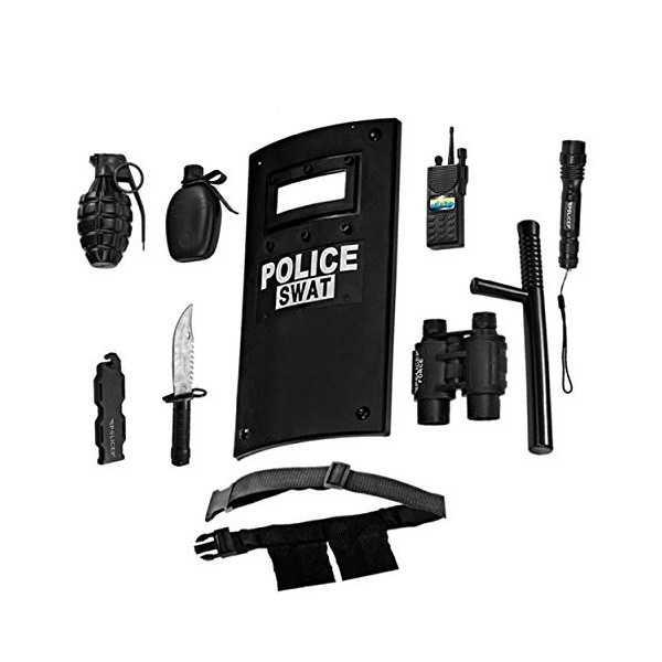 Dress Up America Police ultime RPG tout-en-un pour enfants - Comprend un bouclier SWAT, une ceinture réglable, une lampe de p