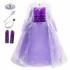 Eleasica Petites Filles Robe Longue Déguisements Manches Longues Princesse Elsa Reine des Neiges Costume et Accessoires Diadè