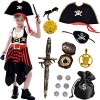 Tacobear Déguisement Pirate Enfant Robe Pirate Fille avec Accessoire Chapeau Pirate Cache Oeil Compas Pièce de Monnaie Déguis