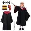 Kitimi Costume de Magicien, Costume Harry le Sorcier Pour Enfants, Lunettes Noires Rondes, Écharpe et Baguette, Kit daccesso