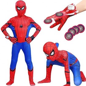 BITOWO Costume Spiderman pour enfant avec accessoires de cosplay Miles Morales - Costume pour enfant de 3 à 4 ans - Costume S