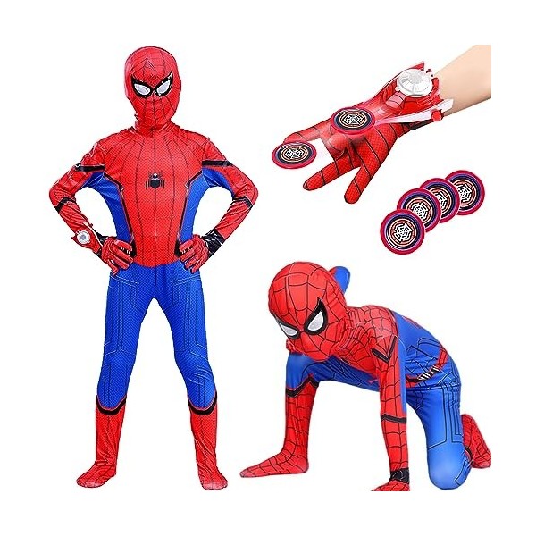 BITOWO Costume Spiderman pour enfant avec accessoires de cosplay Miles Morales - Costume pour enfant de 3 à 4 ans - Costume S