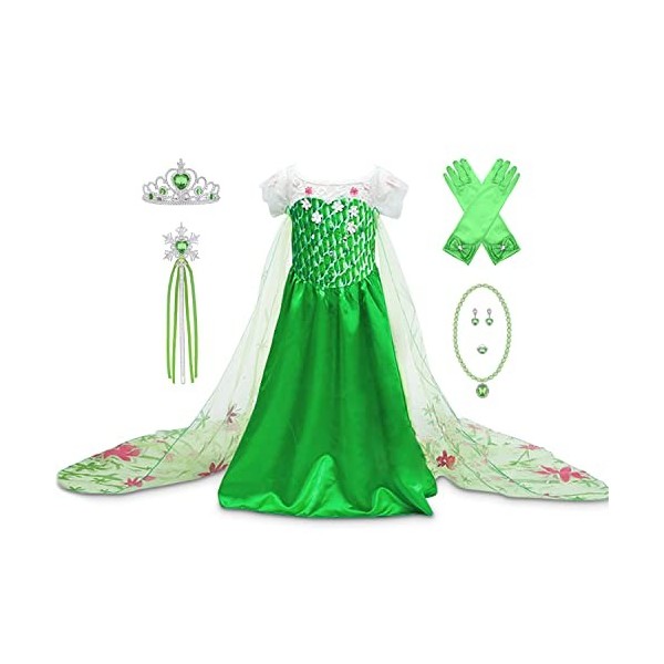 YOSICIL Filles Robe Princesse Mariage Robe Longue en Applique Tulle Communion Anniversaire Costume pour Enfant Cosplay Annive