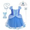 Lito Angels Deguisement Robe en Tulle Princesse Cendrillon avec Accessories Enfant Fille, Anniversaire Fete Carnaval Costume 