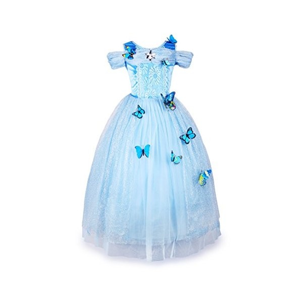 JerrisApparel Robe De Cendrillon Robe De Princesse Costume 100, Blanc avec Accessoires 