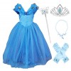 JerrisApparel Robe De Cendrillon Robe De Princesse Costume 100, Blanc avec Accessoires 