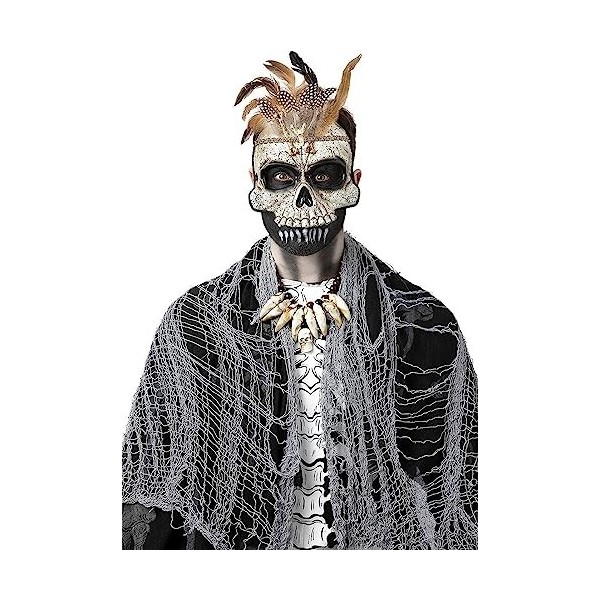 MIMIKRY Voodoo Masque tête de mort avec os et plumes