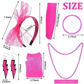 HEYOUTH 22PCS Déguisement Année 80 Accessoire Femme,Femme Accessoire Année 80 Costume Fille Déguisement Disco,Tutu Fluo,Sac B