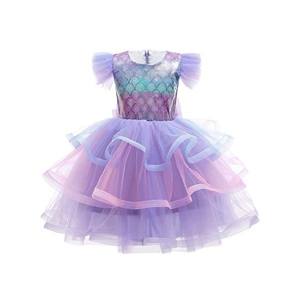 IWEMEK Filles Petite Sirène Ariel Costume Conte De Poisson Princesse Robe de fête Enfants Contes de Fées Cosplay Halloween Ca