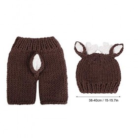 Costume de photographie de nouveau-né, accessoires de photo de bébé nouveau-né mignon Crochet chapeau de cerf Body photograph