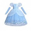 IMEKIS Enfant Fille Cendrillon Sofia Costume Princesse Halloween Noël Carnaval Cosplay Déguisement Fleur Aurora Robe avec Fée