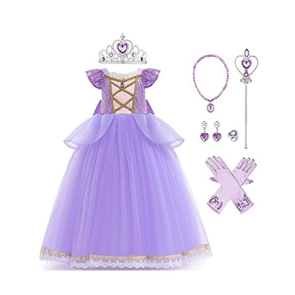 IBTOM CASTLE Robe de Princesse Cendrillon Sofia Enfant Filles avec Accessoires de Fées Costume Déguisement Carnaval Cérémonie