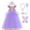 Robe de Princesse Sofia Fille Costume de Raiponce Enfant Carnaval Déguisements Halloween Cosplay Noël Robe de Bal Soirée Céré