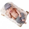Accessoires de photographie pour nouveau-né - Costume tricoté au crochet - Bonnet et barboteuse - Gris