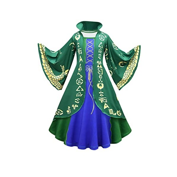 OBEEII Filles Winifred Sarah Sanderson Cosplay Costume Deguisement de Halloween Sanderson Sisters Deguisement Costume avec Ma