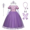 IMEKIS Filles Cendrillon Costume Princesse Fantaisie Habiller Raiponce Aurore Robe en Tulle Halloween Carnaval Déguisement av