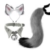 JAWSEU Costume de Renard, Lot de 3 Oreilles Et Queue de Renard en Peluche Cosplay Bandeau Oreilles de Chat avec Cloche Collie