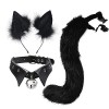 JAWSEU Costume de Renard, Lot de 3 Oreilles Et Queue de Renard en Peluche Cosplay Bandeau Oreilles de Chat avec Cloche Collie