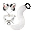 JAWSEU Costume de Renard, Lot de 3 Oreilles Et Queue de Renard en Peluche Cosplay Bandeau Oreilles de Chat avec Cloche Collie