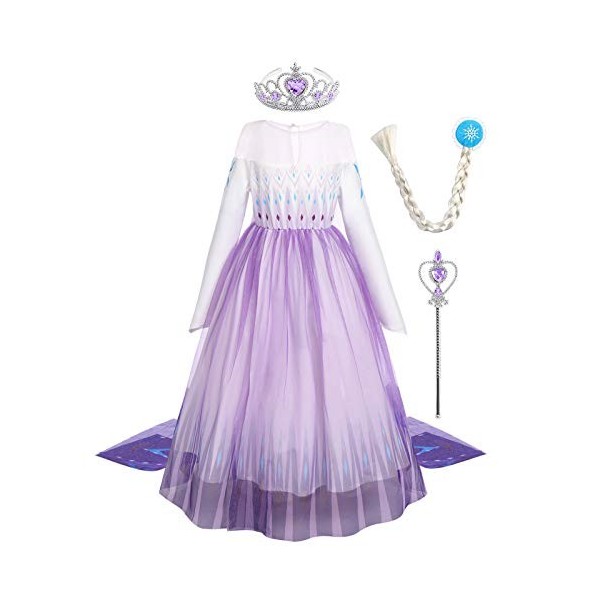 IMEKIS Filles Princesse Congelé 2 Elsa Costume Reine des Glaces Halloween Habillage Fantaisie Carnaval de Noël Déguisement Co