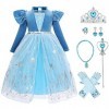 OBEEII Déguisements Princesse Elsa Robe Filles Reine des Neige 2 Costume et Accessoires Anniversaire Noël Halloween Carnaval 