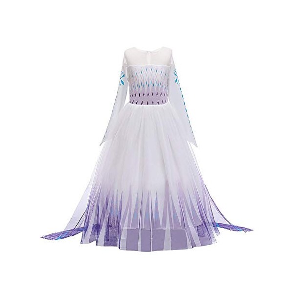 IWEMEK Robe de princesse Elsa 2 pour fille - Costume de Reine des Neiges - Flocon de neige - Accessoires pour cosplay, annive