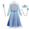 Déguisement Reine des Neiges Princesse Elsa Robe Filles Manche longue Flocon de Neige Anniversaire Noël Halloween Cosplay Fêt