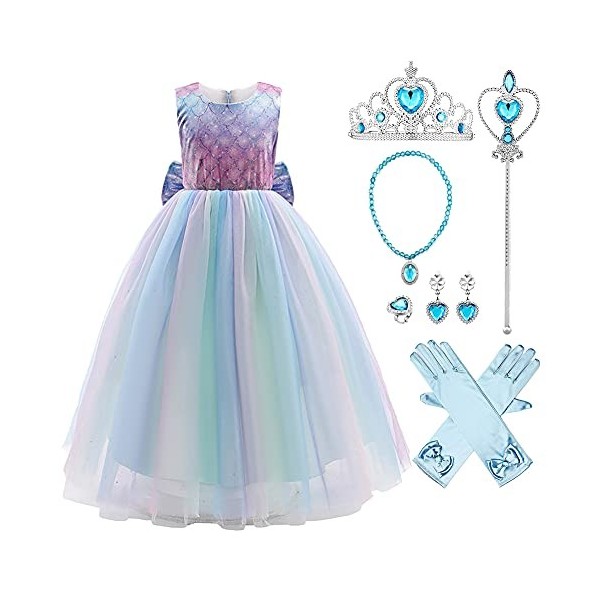 OBEEII Déguisement Cendrillon Enfant Fille Robe de Princesse Cinderella Costume Cosplay Conte de Fée Robe de Soirée Halloween