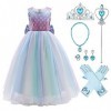 OBEEII Déguisement Cendrillon Enfant Fille Robe de Princesse Cinderella Costume Cosplay Conte de Fée Robe de Soirée Halloween