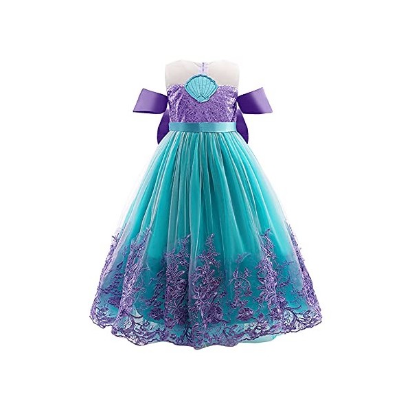 Odizli Costume de sirène pour fille et enfant princesse en tulle Halloween Noël carnaval anniversaire cosplay, Vert 08+access