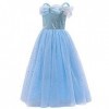 OBEEII Déguisement Cendrillon Enfant Fille Robe de Princesse Cinderella Costume Cosplay Conte de Fée Robe de Soirée Halloween