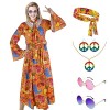 YORDET Costume hippie des années 60 et 70 pour femme - Style rétro - Avec accessoires hippie - Costume de carnaval pour Hallo