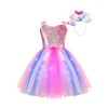 Oyolan Déguisement Sirène Fille Enfant Princesse Robe Lumineuse LED Serre-Tête Bandeau Cosplay Halloween Carnaval Fête Annive