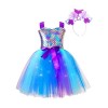 Oyolan Déguisement Sirène Fille Enfant Princesse Robe Lumineuse LED Serre-Tête Bandeau Cosplay Halloween Carnaval Fête Annive