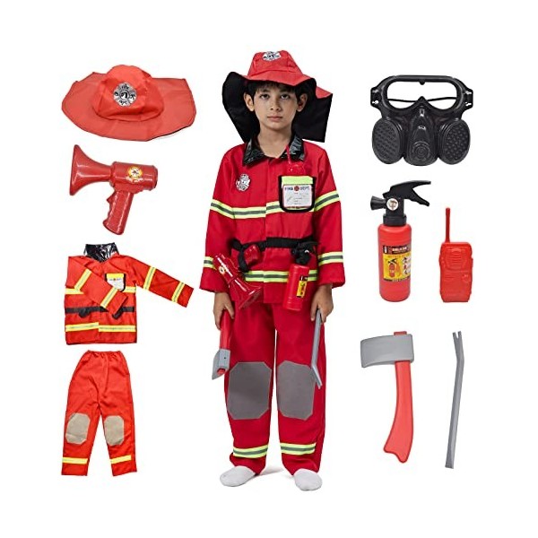 ZUCOS Jeu de rôle de pompier pour enfants - Jouets de pompier Accessoires de pompier Cadeaux de Noël pour le carnaval
