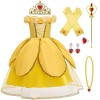 LOBTY Fille Deguisement Princesse Belle Costume avec Accessoires La Belle et La Bête Cosplay Robe Enfant Princesse Vêtements 