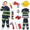 QianShouYan Costume de pompier lavable pour enfant, accessoire de jouet de pompier, extincteur, casque de pompier, jeu de rôl
