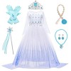 LOBTY Fille Robe de Princesse Elsa 2 avec Accessoires Déguisement de Reine des Neiges Costume de Princesse Anniversaire Fête 