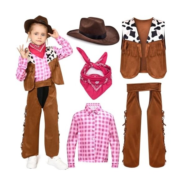 Tacobear Déguisement Cowboy Enfant Costume Cowgirl Accessoires Cowboy Chapeau Vest Bandana Cowboy Jouet pour Carnival Hallowe